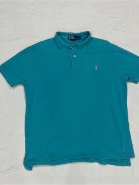 Polo By Ralph Lauren Men’s Collared T Shirt Aqua Turquoise Size  L Large